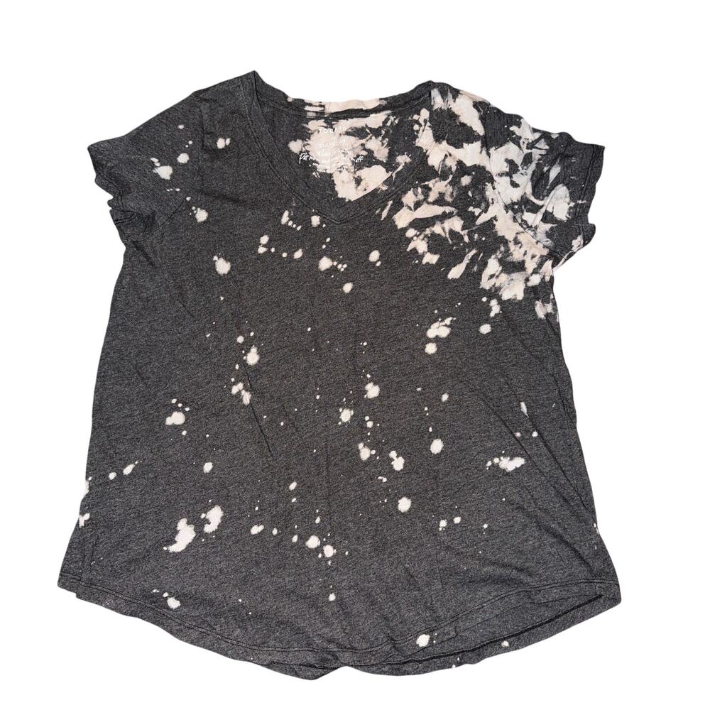 Torrid Classic Fit V Neck T-Shirt Women's Size 00 M Black White Tie Dye S/S